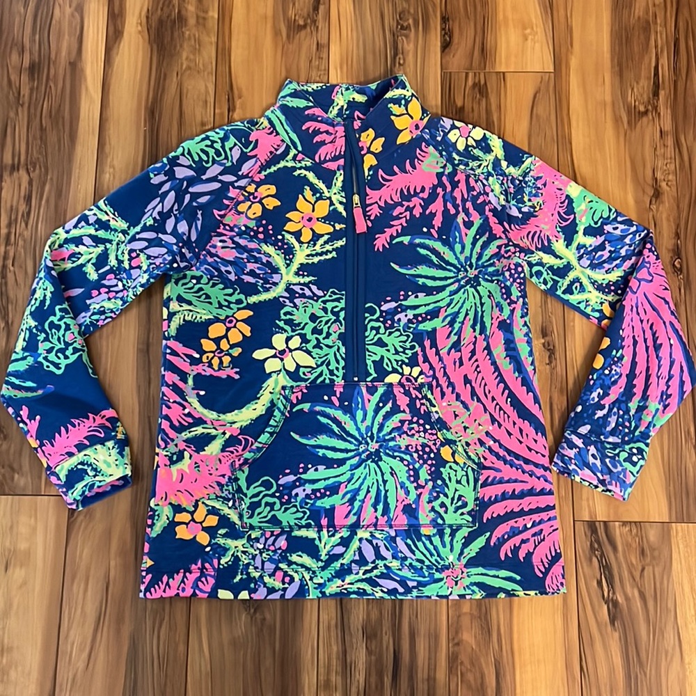 Lilly Pulitzer Girls Popover Indigo All a Glow Size XL 12-14